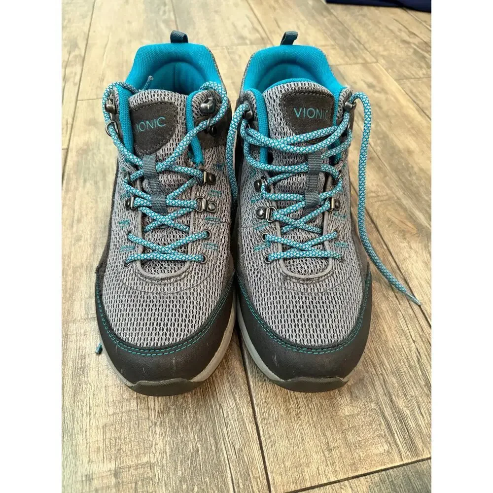 Vionic 3105 Cypress Hiking Sneakers Trail Boots Lace Up Gray Blue Size 9
